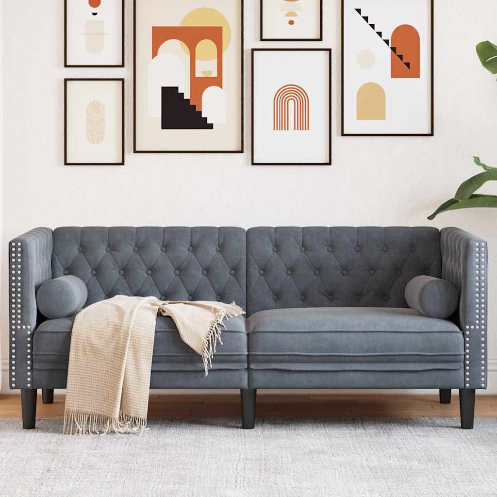 Chesterfield kanapé sötétszürke 174 x 74.5 x 70.5 cm bársony