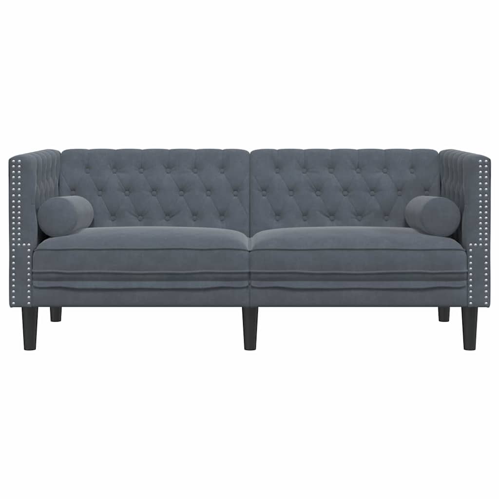 Chesterfield kanapé sötétszürke 174 x 74.5 x 70.5 cm bársony
