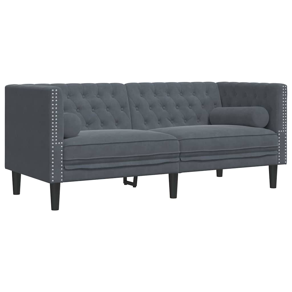 Chesterfield kanapé sötétszürke 174 x 74.5 x 70.5 cm bársony