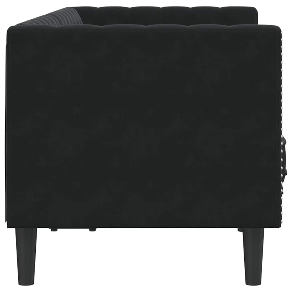 Chesterfield kanapé argyle fekete 174 x 74.5 x 70.5 cm bársony