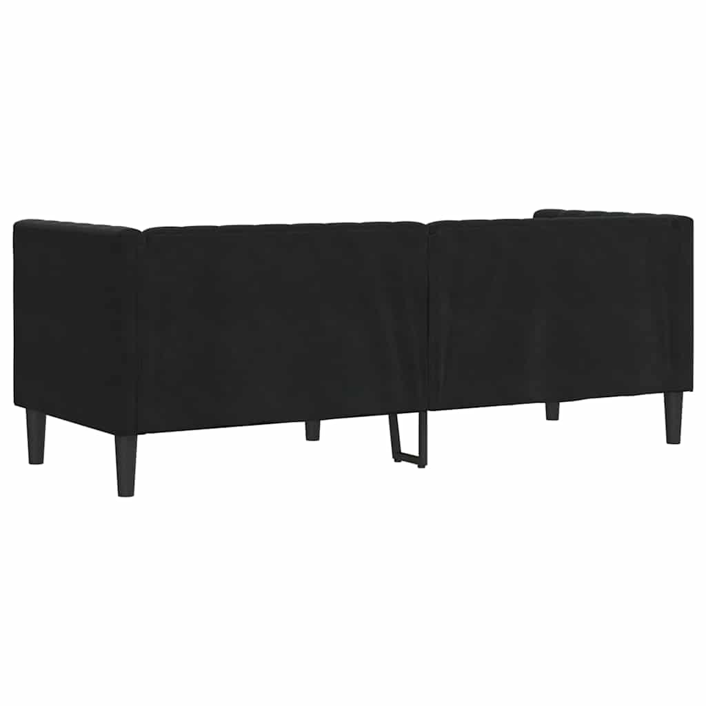 Chesterfield kanapé argyle fekete 194 x 74.5 x 70.5 cm bársony