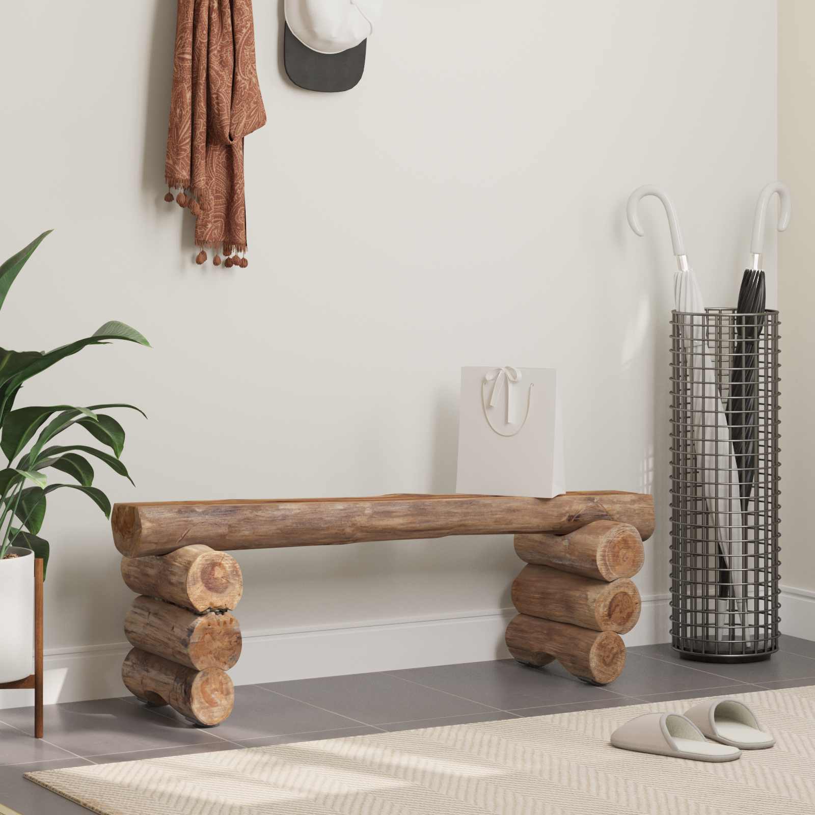 Pad természetes 110 x 30 x 34 cm tömör teakfa