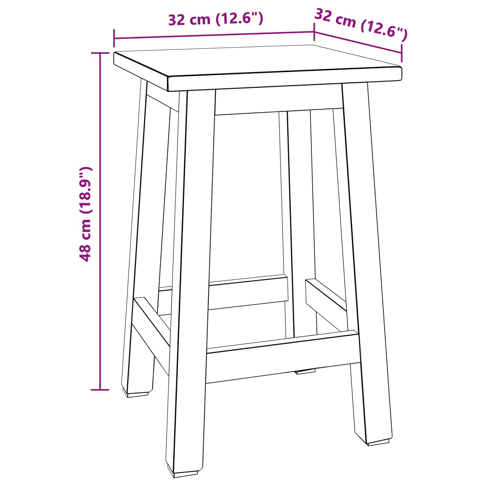 Zsámoly természetes 30 x 30 x 47 cm mahagóni fa