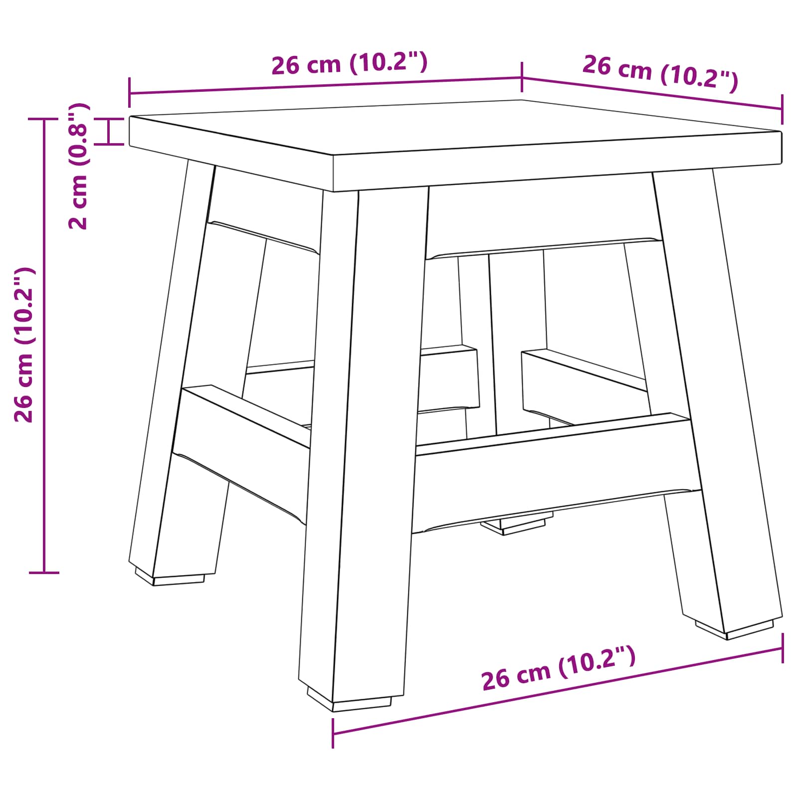 Zsámoly természetes 26 x 26 x 26 cm mahagóni fa