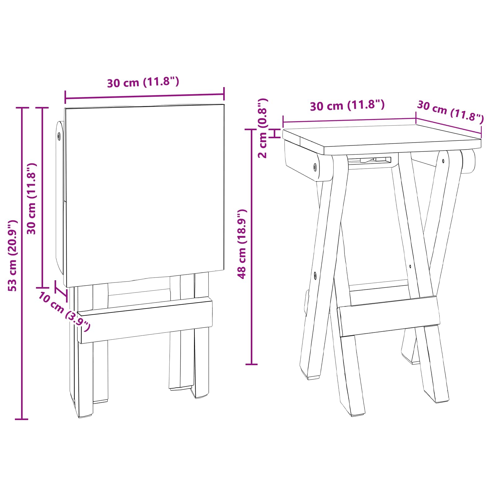 Zsámoly természetes 30 x 30 x 48 cm tömör újrahasznosított fa