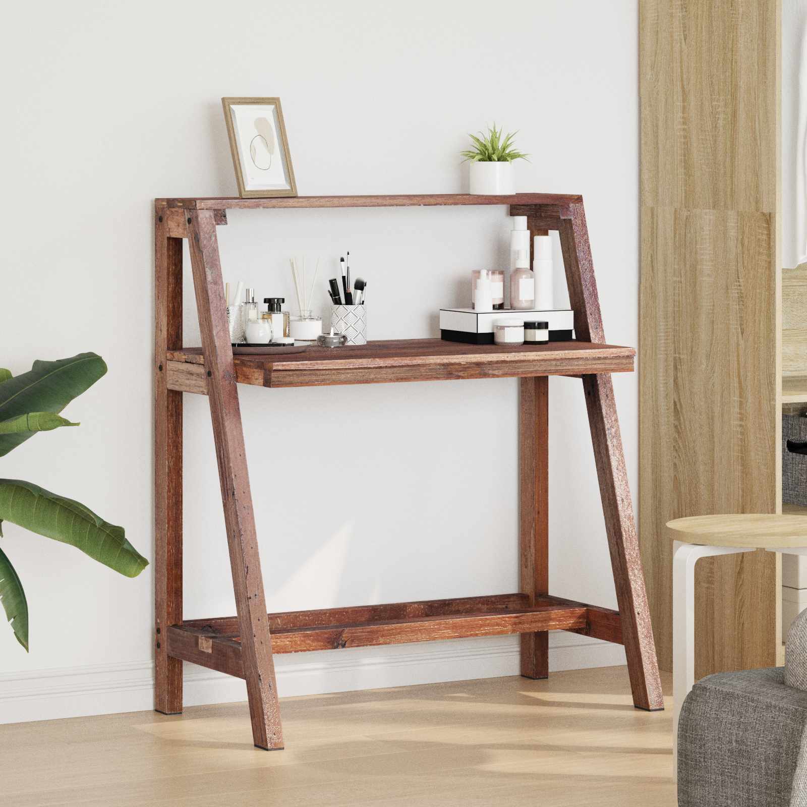 Asztal barna 90 x 50 x 103 cm szilárd újrahasznosított fa