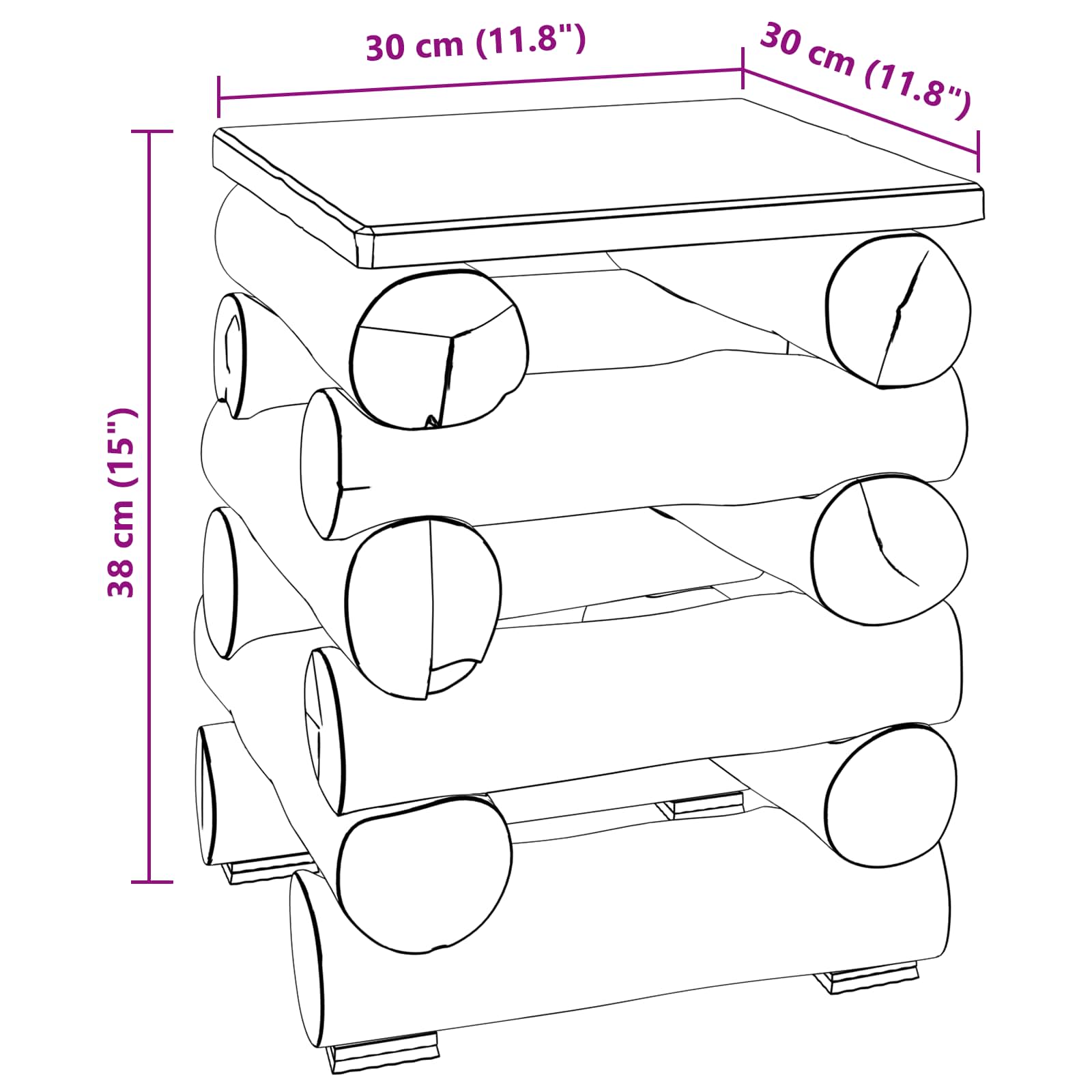 Zsámoly természetes 30 x 30 x 38 cm tömör teakfa