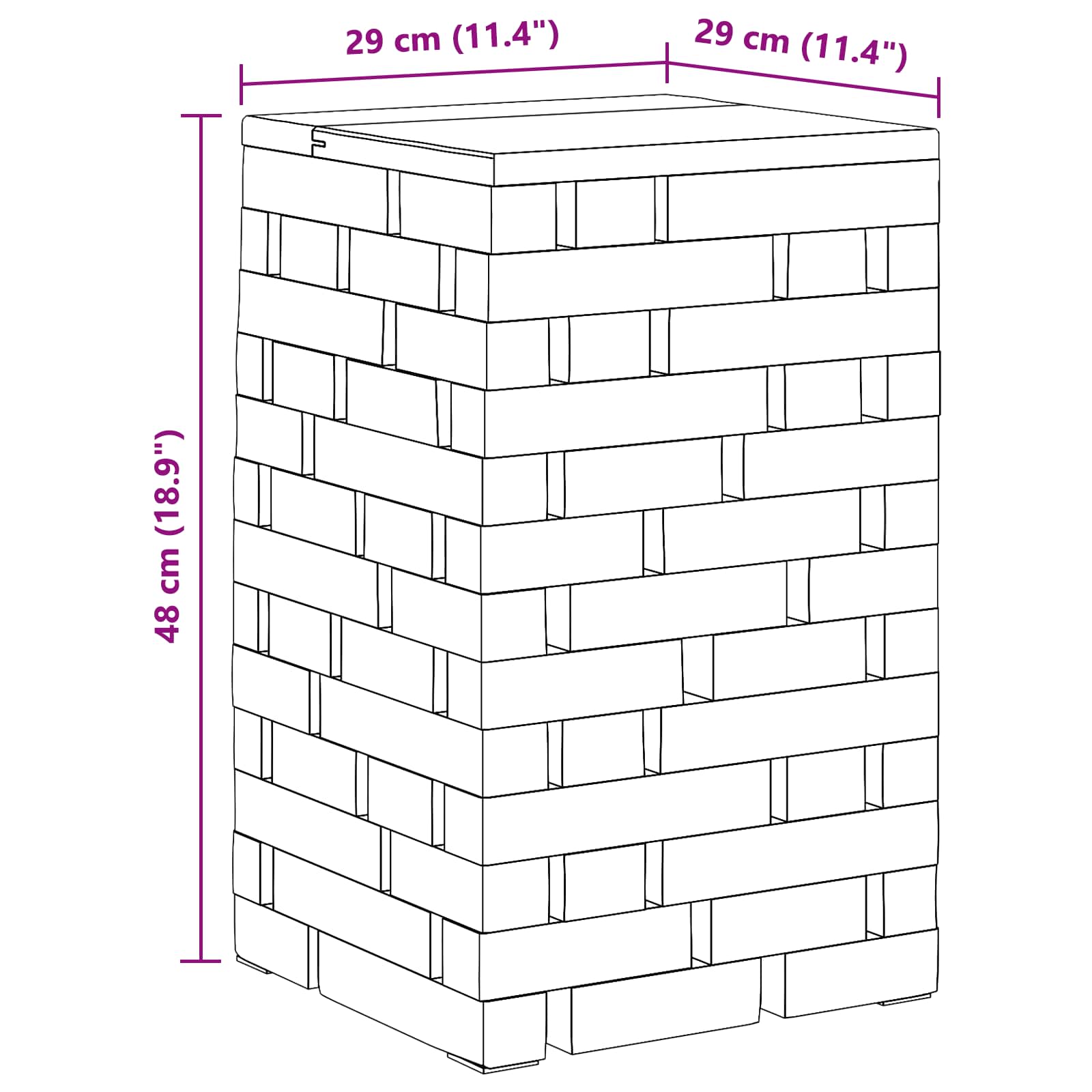 Zsámoly természetes 29 x 29 x 48 cm tömör újrahasznosított fa