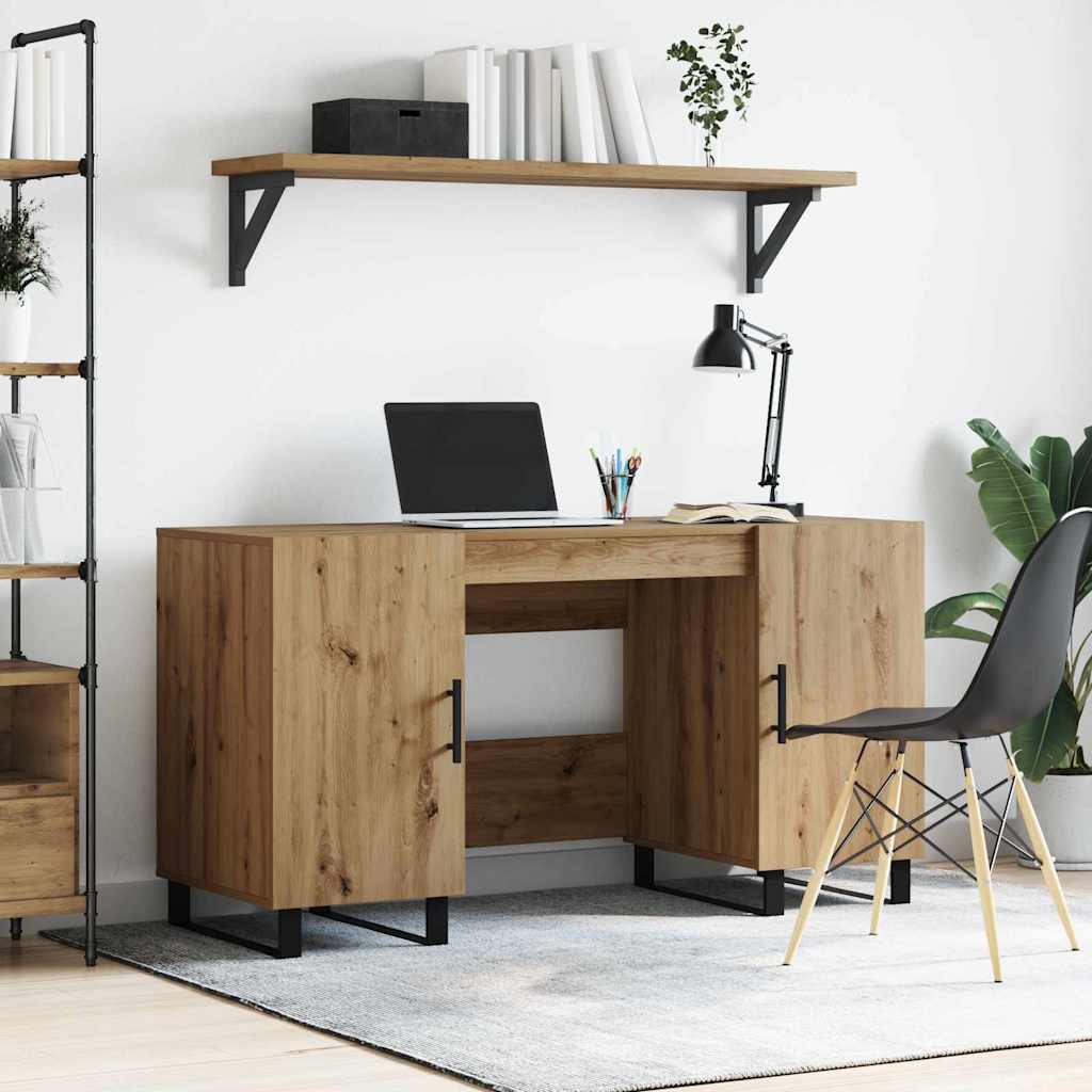 Asztal polcokkal kézműves tölgy 140 x 50 x 75 cm faanyag Asztal polcokkal kézműves tölgy 140 x 50 x 75 cm faanyag