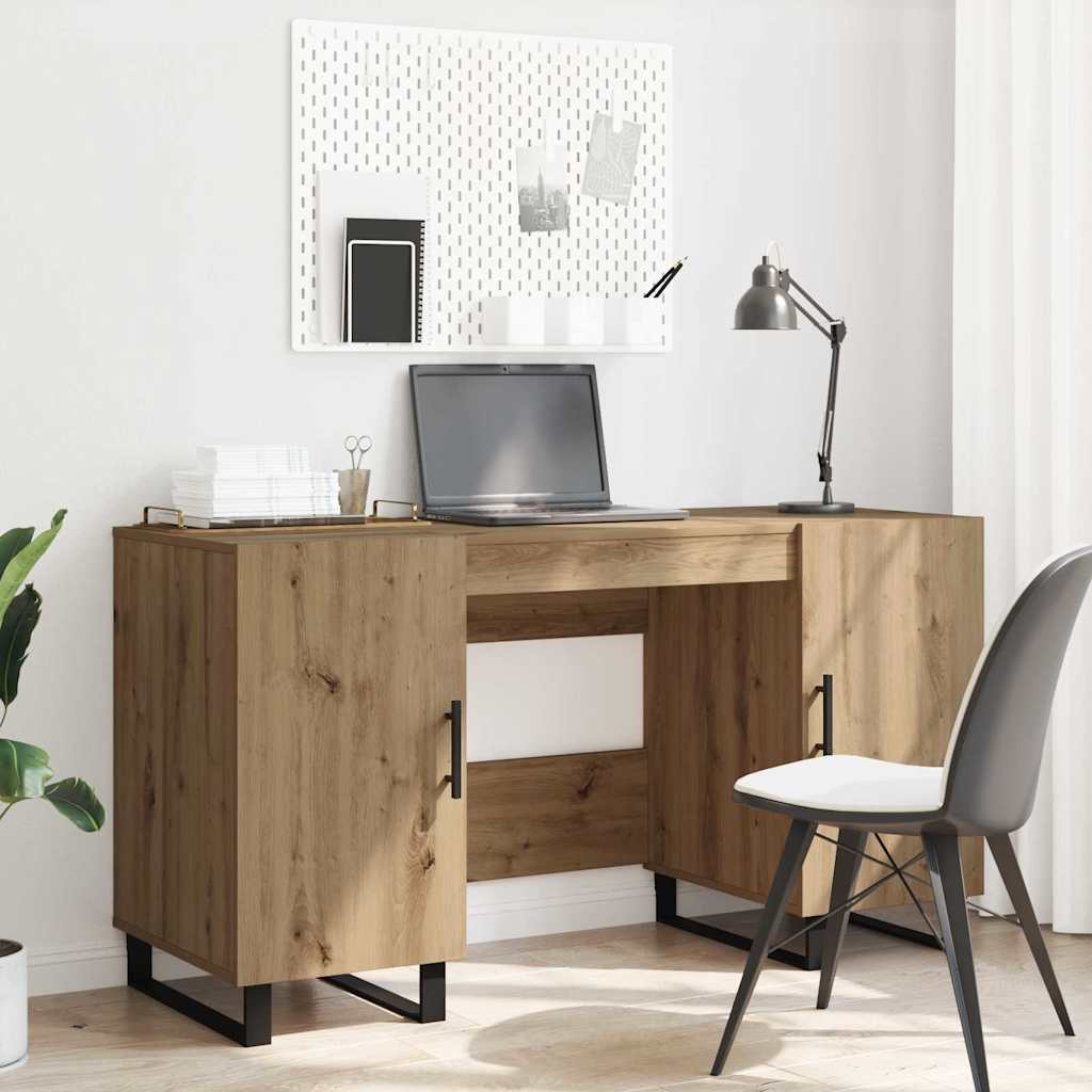 Asztal polcokkal kézműves tölgy 140 x 50 x 75 cm faanyag Asztal polcokkal kézműves tölgy 140 x 50 x 75 cm faanyag