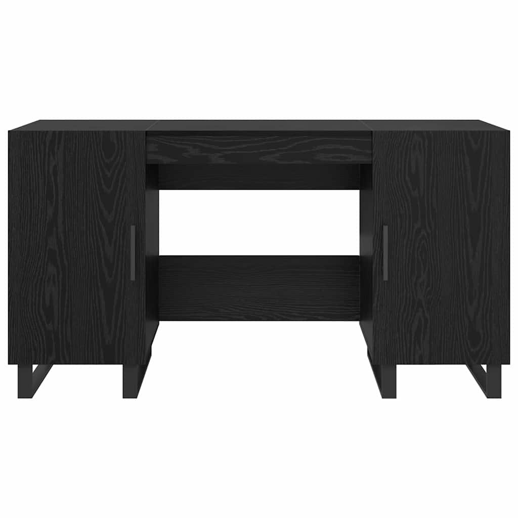 Asztal polcokkal tárolóval musta tammi 140 x 50 x 75 cm faanyag Asztal polcokkal tárolóval musta tammi 140 x 50 x 75 cm faanyag