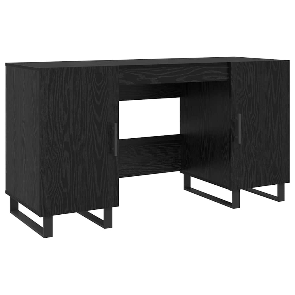 Asztal polcokkal tárolóval musta tammi 140 x 50 x 75 cm faanyag Asztal polcokkal tárolóval musta tammi 140 x 50 x 75 cm faanyag