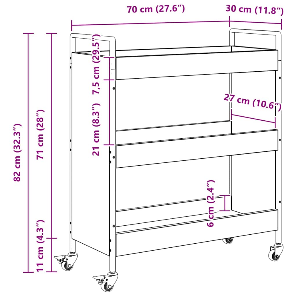 Konyhai kocsi régi fa 70 x 30 x 82 cm faanyag Konyhai kocsi régi fa 70 x 30 x 82 cm faanyag