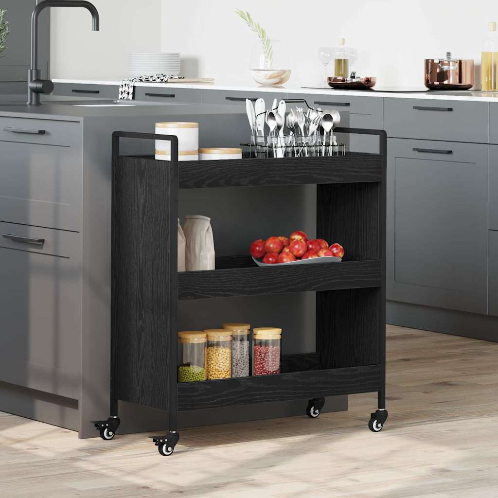 Konyhai kocsi musta tammi 70 x 30 x 82 cm faanyag