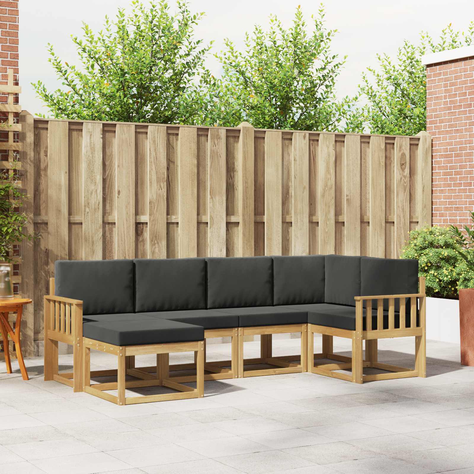 Kültéri kanapé szett 6 pcs fehér és antracitszürke poliészter