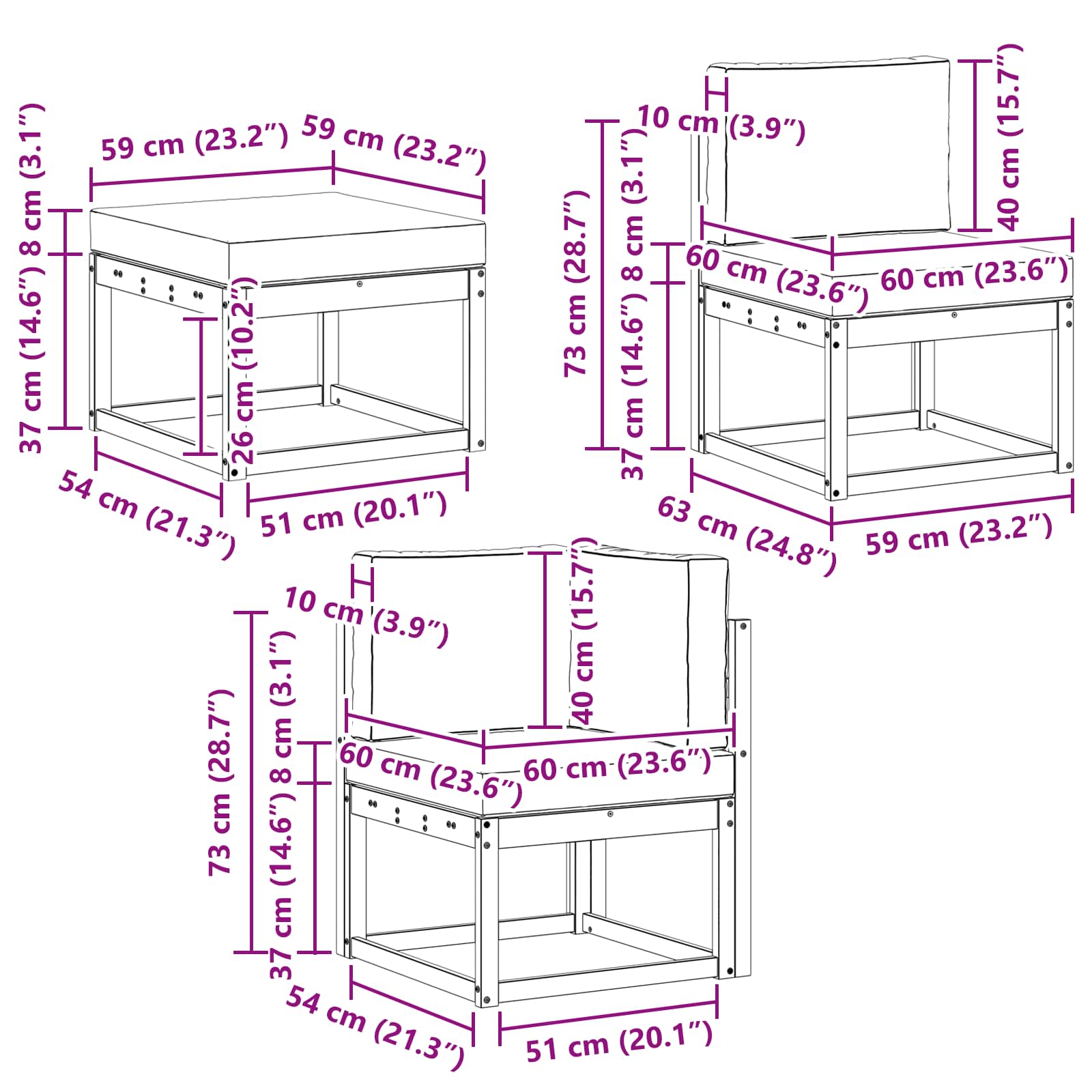 Kültéri kanapé szett 6 pcs fehér és antracitszürke poliészter
