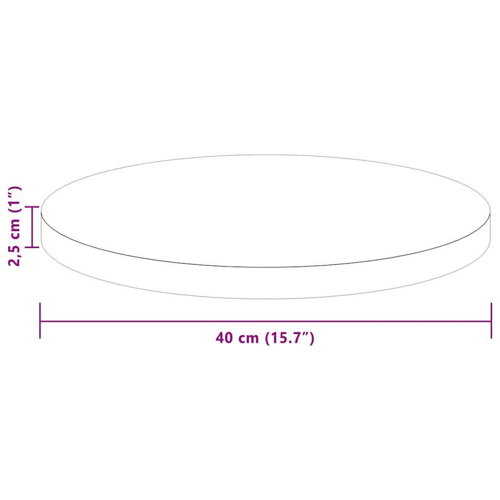 Asztallap világos barna ø 40 x 2,5 cm tömör tölgyfa