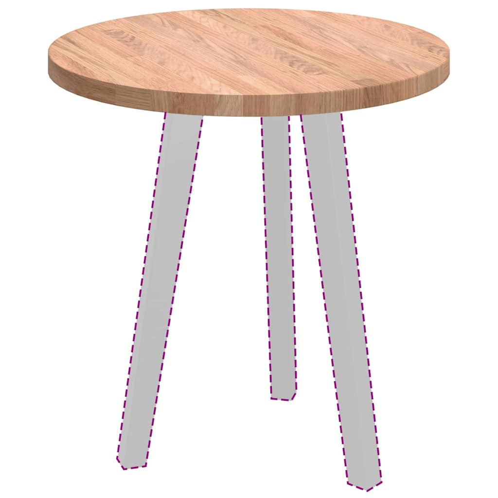 Asztallap egyéb világosbarna ø 50 x 2.5 cm masszív tölgyfa