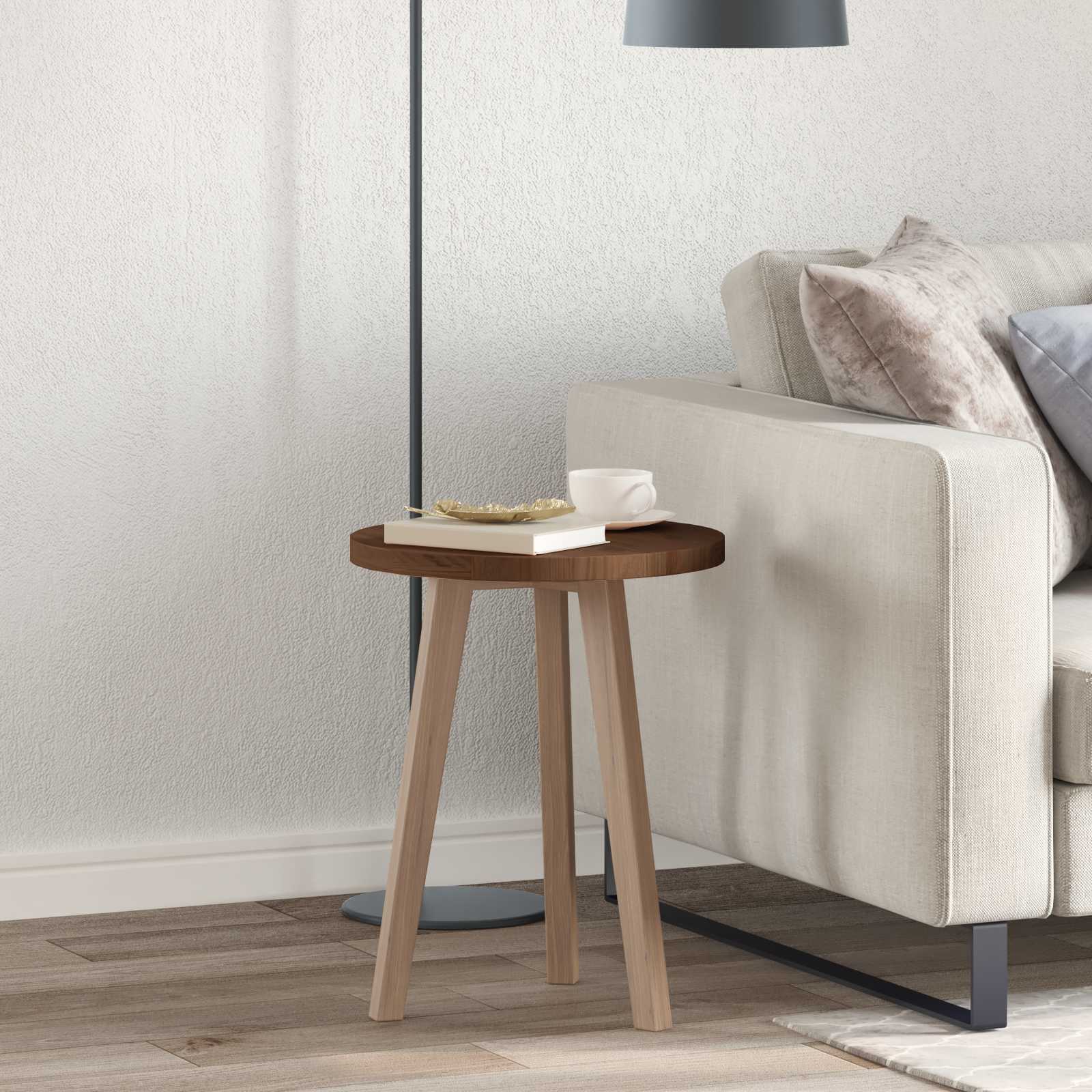 Asztallap sötét barna ø 40 x 2,5 cm tömör tölgyfa