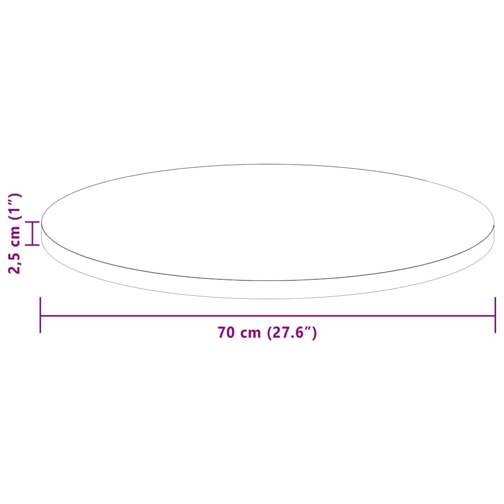 Asztallap egyéb sötétbarna ø 70 x 2.5 cm masszív tölgyfa