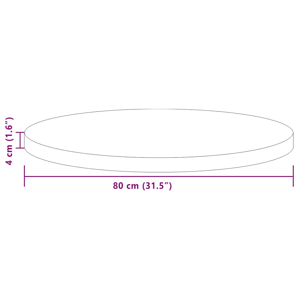 Asztallap egyéb világosbarna ø 80 x 4 cm masszív tölgyfa