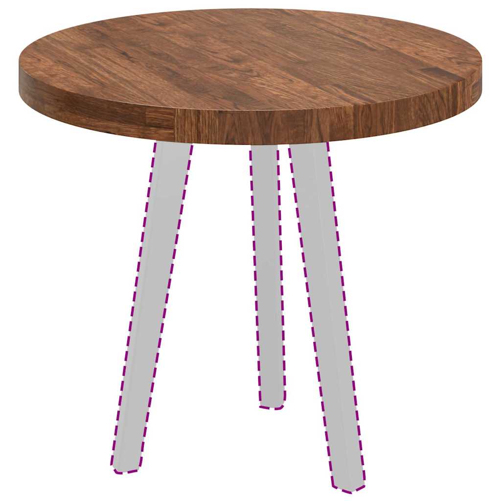 Asztallap egyéb sötétbarna ø 60 x 4 cm masszív tölgyfa