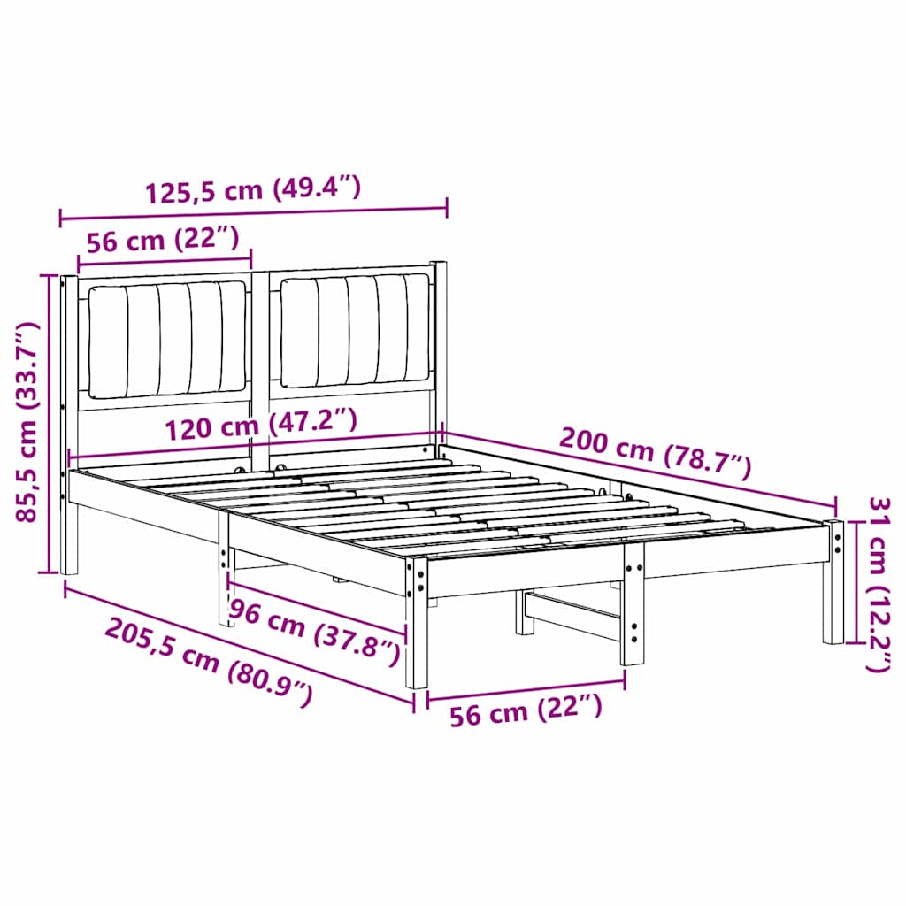 Ágykeret kárpitozott fejtámlával világosszürke 120 x 200 cm