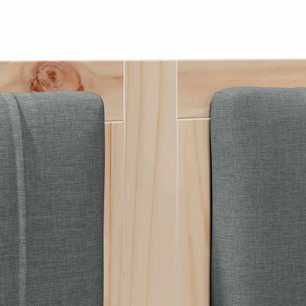 Kárpitozott fejtámla barna 135 cm tömör fenyőfa és szövet