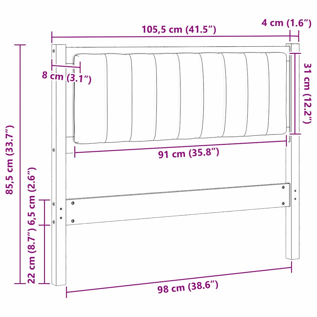 Kárpitozott fejtámla barna 100 cm tömör fenyőfa és szövet