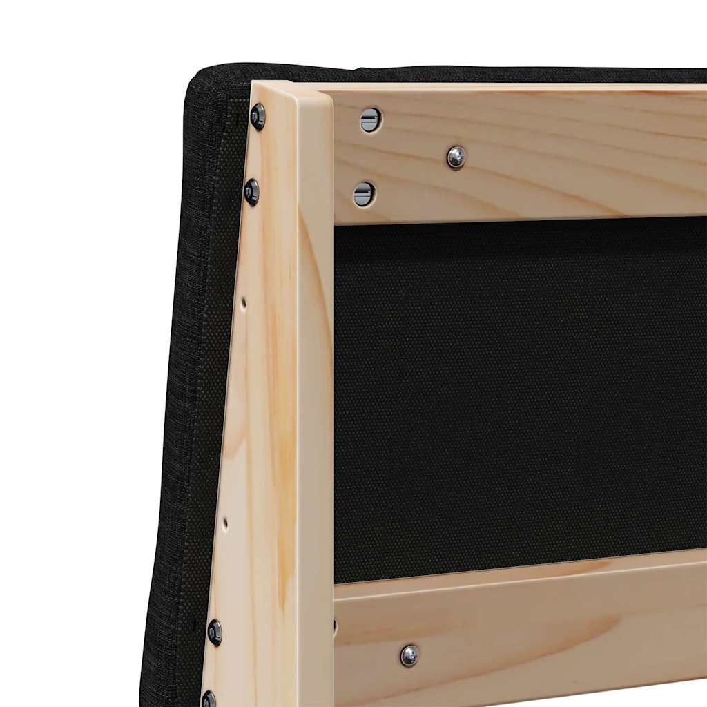 Kárpitozott fejtámla fekete 200 cm tömör fenyőfa