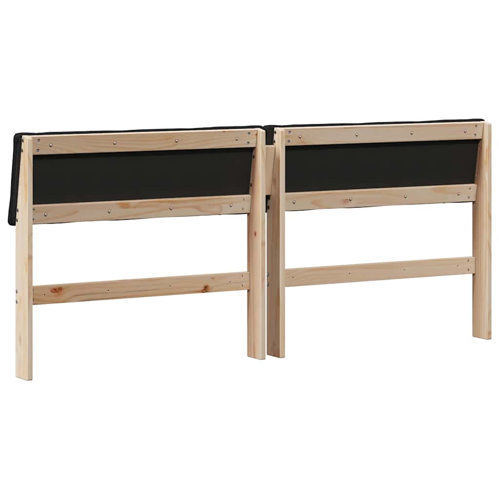 Kárpitozott fejtámla fekete 200 cm tömör fenyőfa