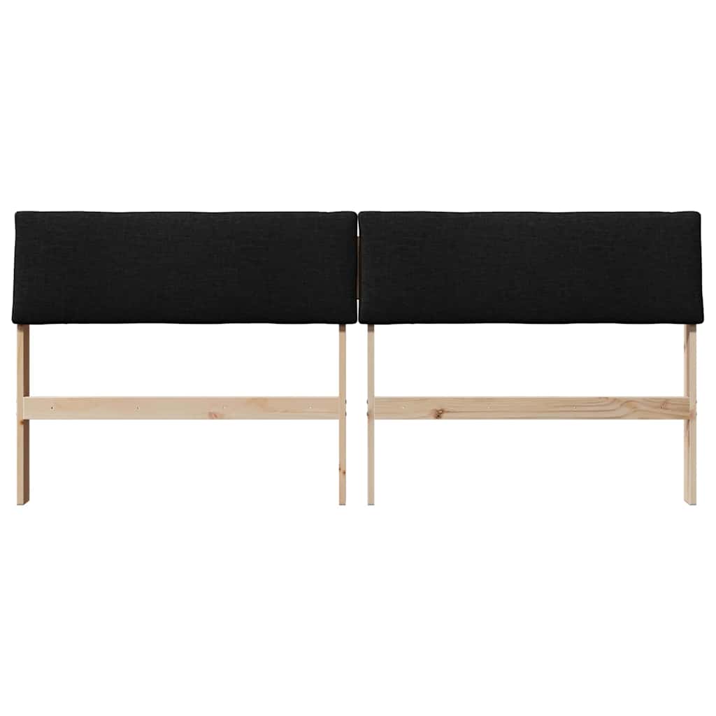 Kárpitozott fejtámla fekete 200 cm tömör fenyőfa