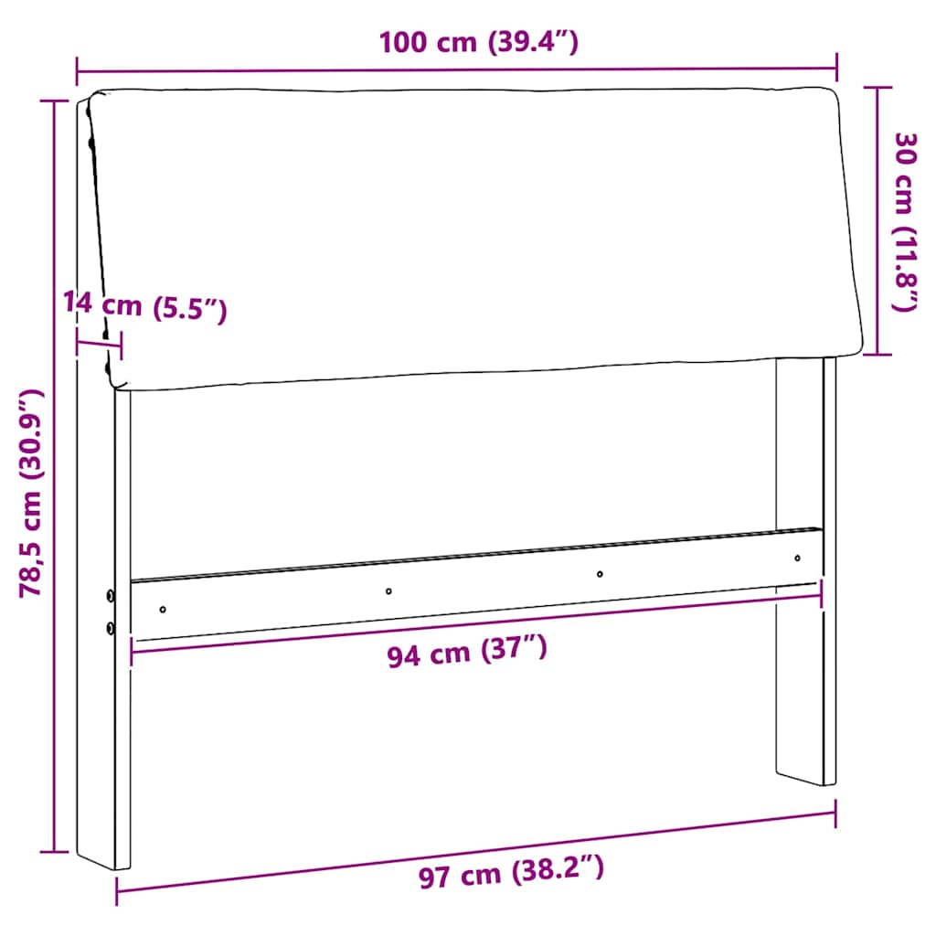 Kárpitozott fejtámla világosszürke 100 cm tömör fenyőfa