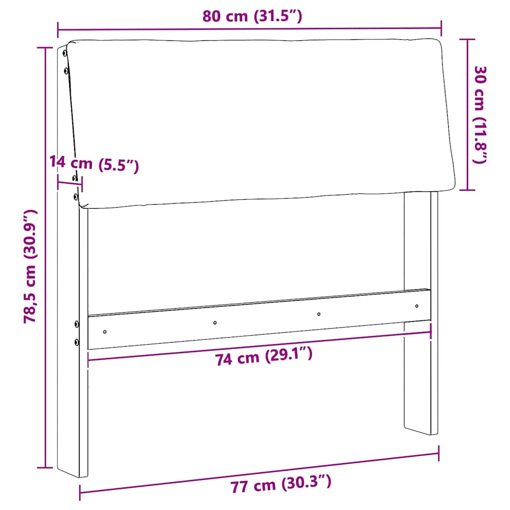 Kárpitozott fejtámla világosszürke 80 cm tömör fenyőfa Kárpitozott fejtámla világosszürke 80 cm tömör fenyőfa