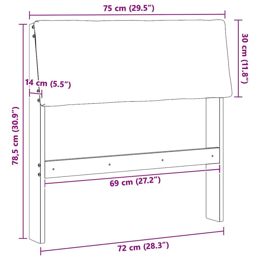 Kárpitozott fejtámla világosszürke 75 cm tömör fenyőfa Kárpitozott fejtámla világosszürke 75 cm tömör fenyőfa