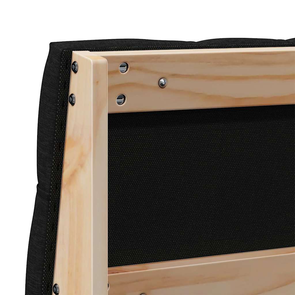 Kárpitozott fejtámla fekete 120 cm tömör fenyőfa Kárpitozott fejtámla fekete 120 cm tömör fenyőfa