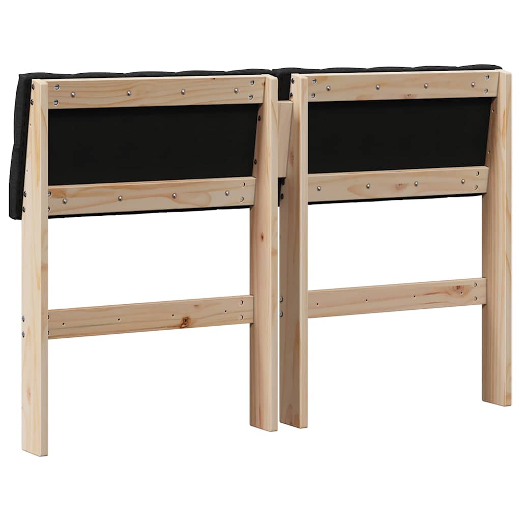 Kárpitozott fejtámla fekete 120 cm tömör fenyőfa Kárpitozott fejtámla fekete 120 cm tömör fenyőfa