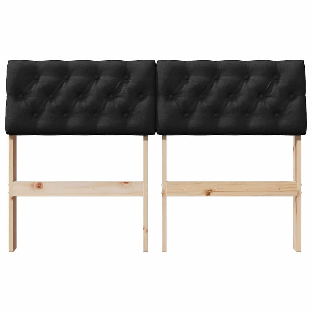 Kárpitozott fejtámla fekete 120 cm tömör fenyőfa Kárpitozott fejtámla fekete 120 cm tömör fenyőfa