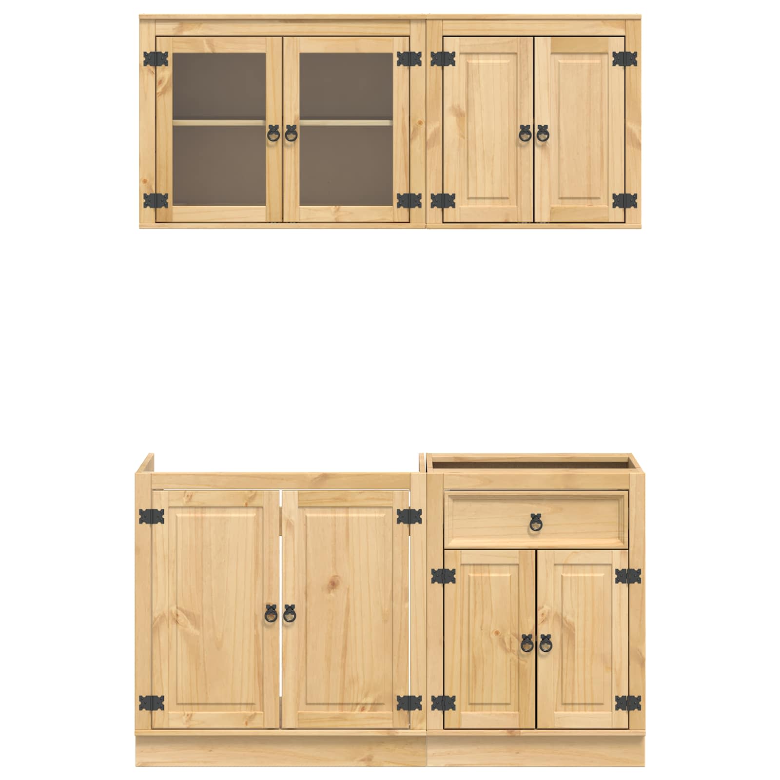 Cabinet polcokkal tárolóval ajtóval 4 pcs méz tömör fenyőfa