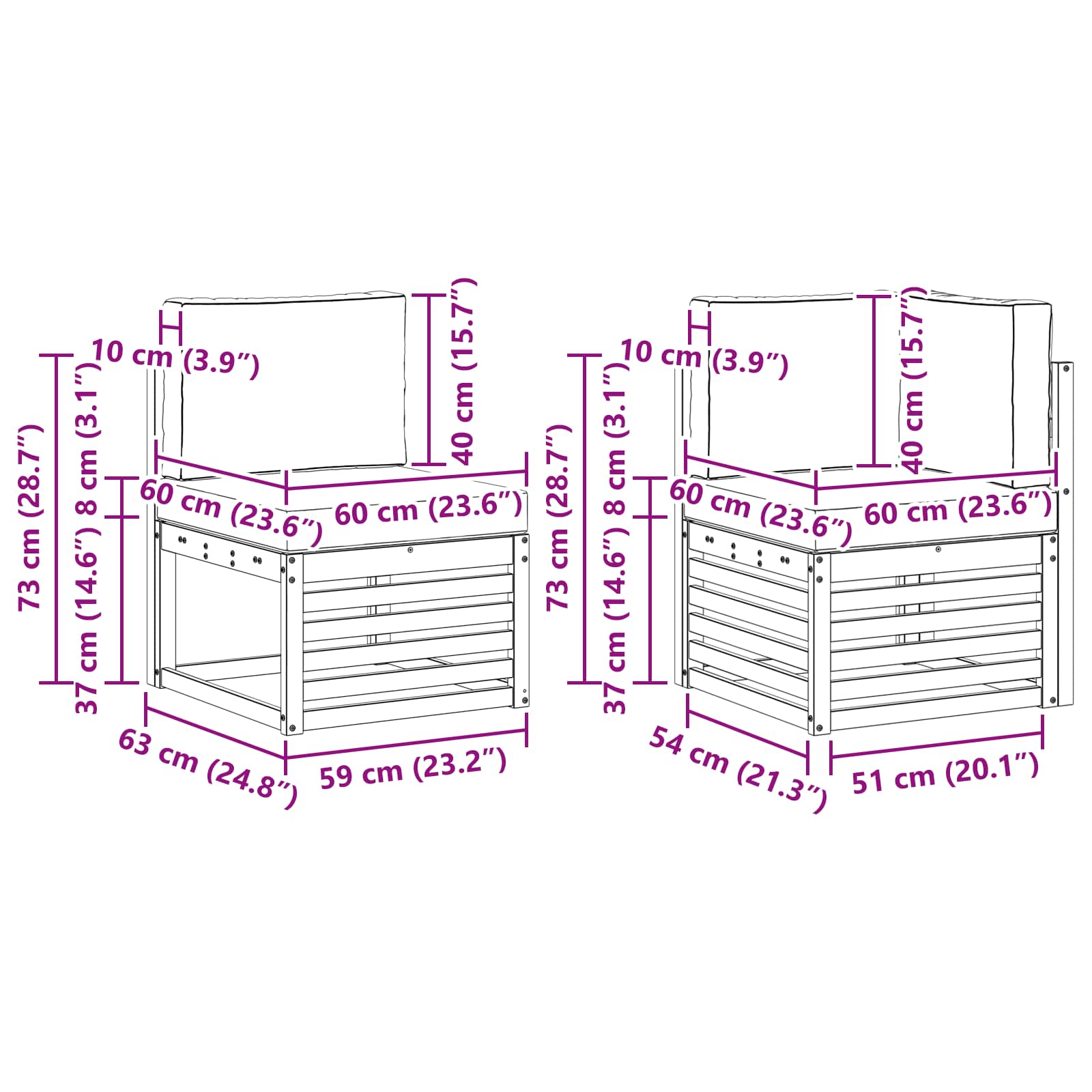 Szegmentált kanapé szett 6 pcs fehér és krém színű tömör akácfa
