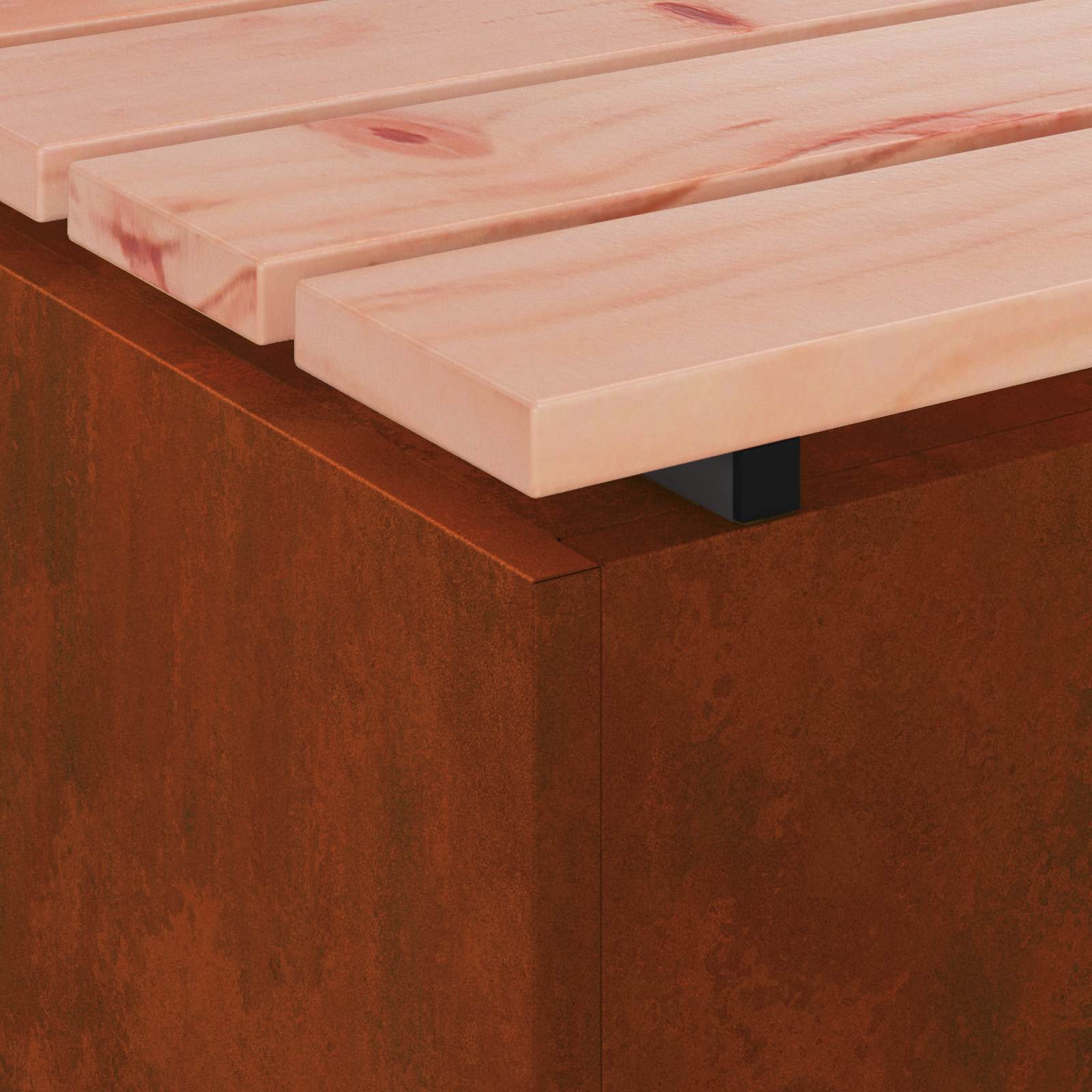 Kerti pad rozsdás 80 x 40 x 43 cm időjárásálló acél