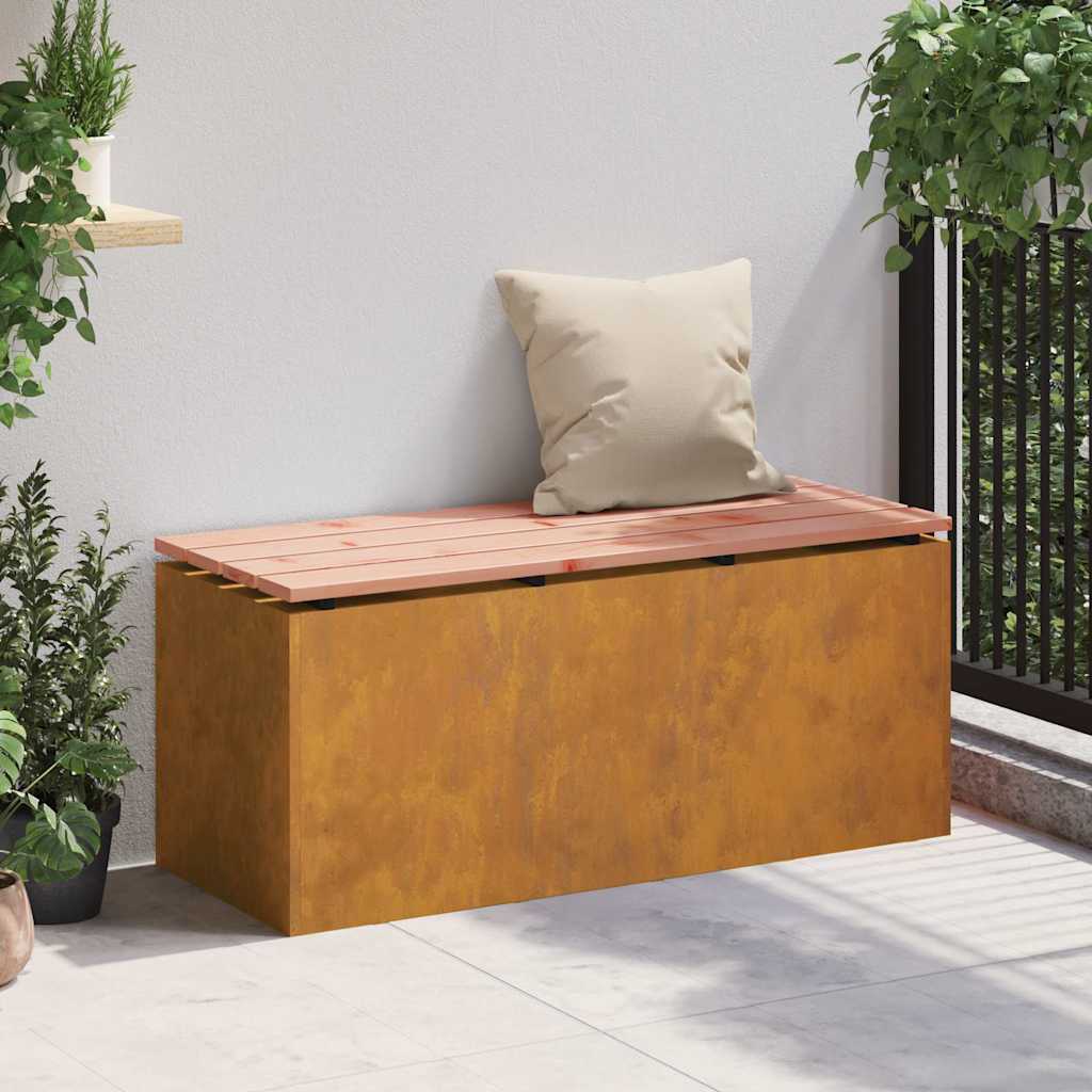 Kerti pad rozsdás 100 x 40 x 43 cm időjárásálló acél Kerti pad rozsdás 100 x 40 x 43 cm időjárásálló acél