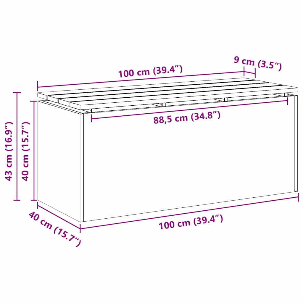 Kerti pad rozsdás 100 x 40 x 43 cm időjárásálló acél Kerti pad rozsdás 100 x 40 x 43 cm időjárásálló acél