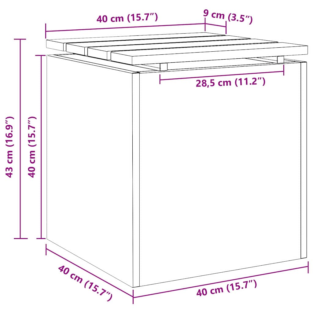 Kerti pad antracit 40 x 40 x 43 cm acél Kerti pad antracit 40 x 40 x 43 cm acél