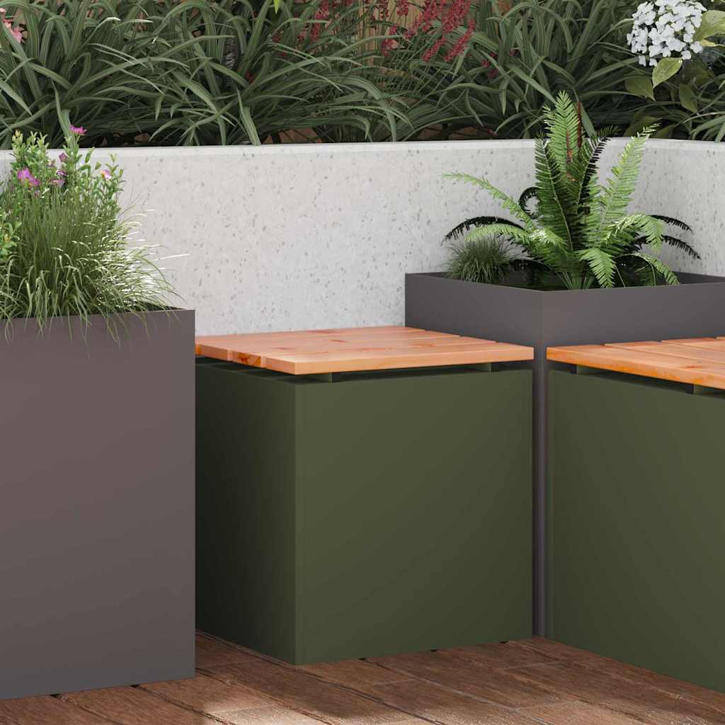 Kerti pad oliva zöld 40 x 40 x 43 cm acél Kerti pad oliva zöld 40 x 40 x 43 cm acél