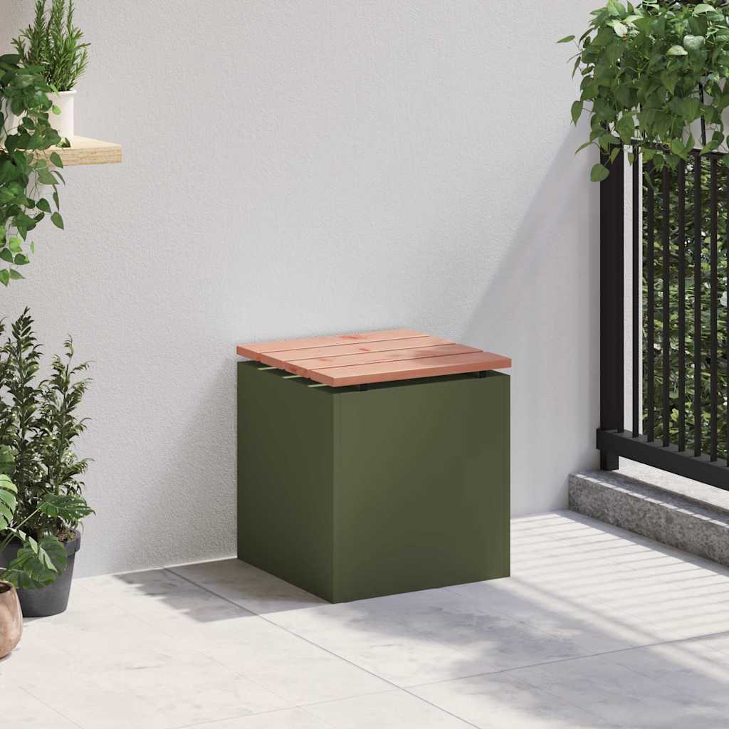 Kerti pad oliva zöld 40 x 40 x 43 cm acél Kerti pad oliva zöld 40 x 40 x 43 cm acél