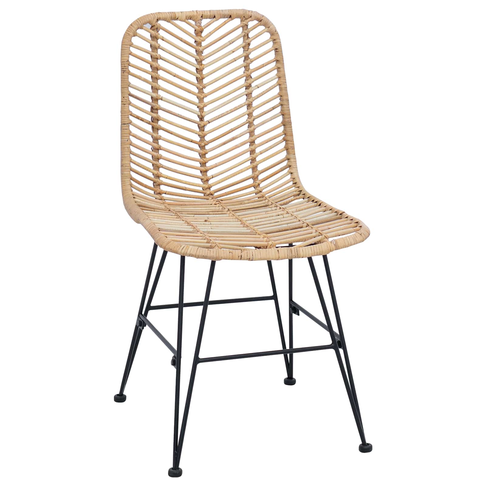 Étkezőszék 2 pcs rattan és vas természetes 44,5 x 54,5 x 85 cm