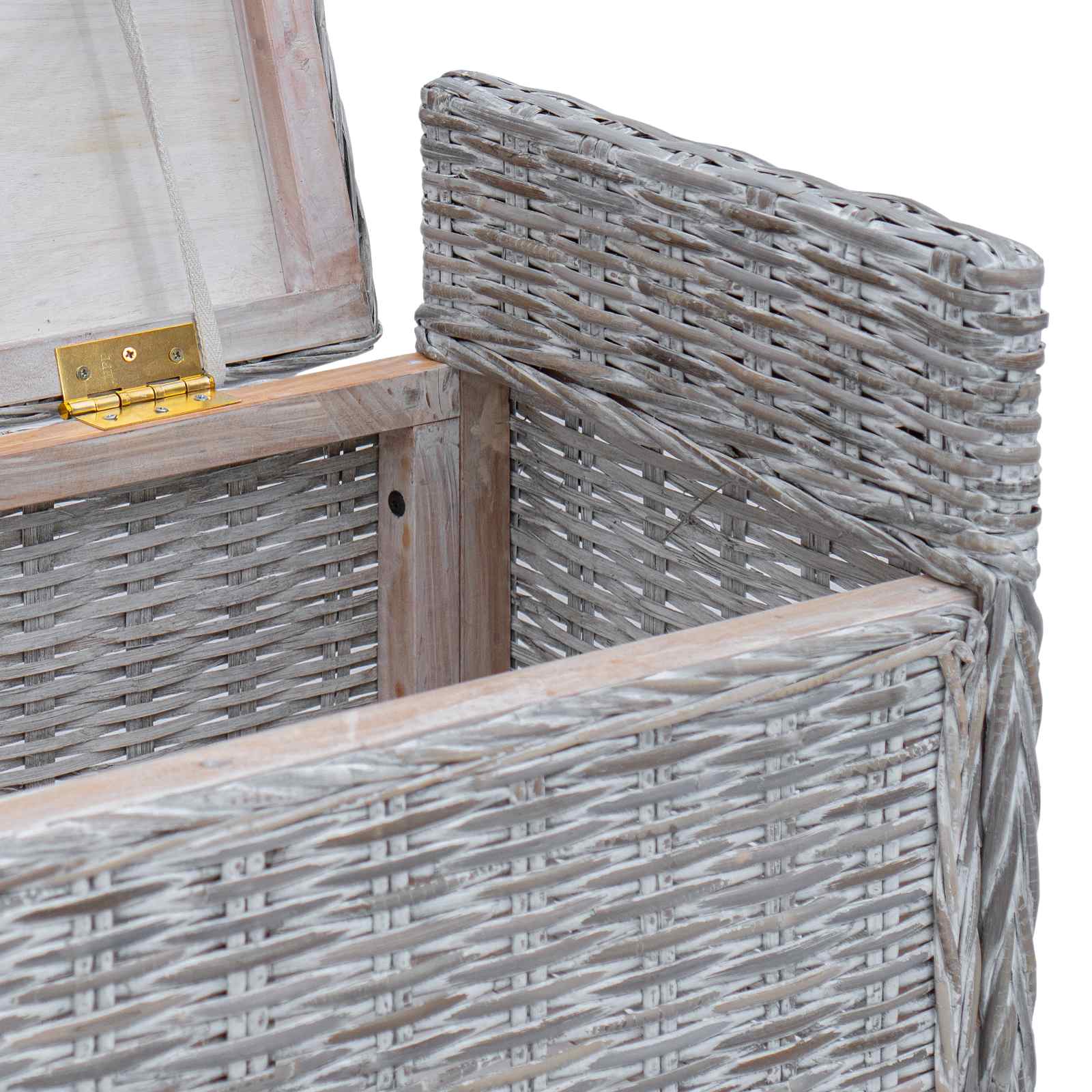 Tárolópad párnával fehér mosás 110 x 40 x 50 cm rattan