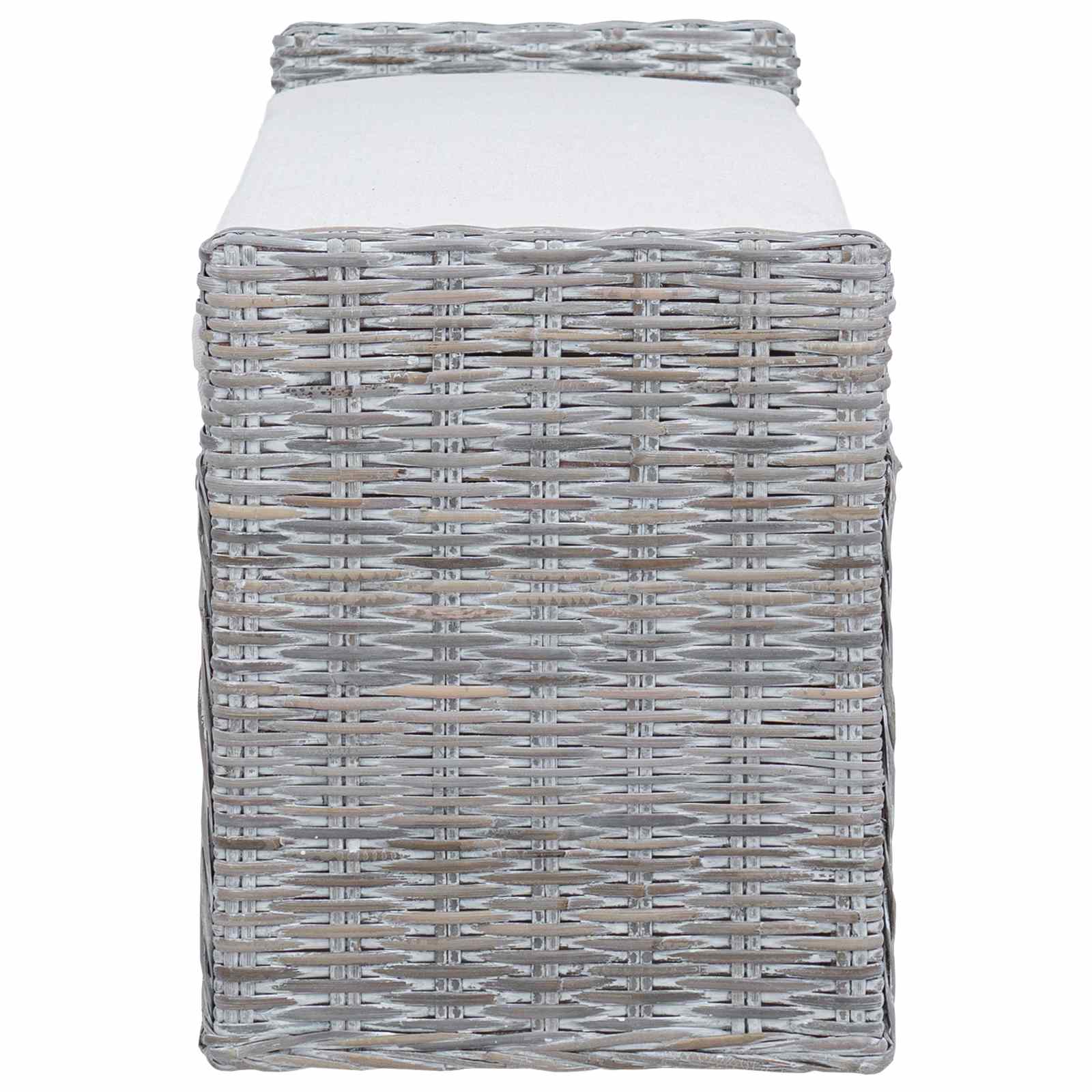 Tárolópad párnával fehér mosás 110 x 40 x 50 cm rattan