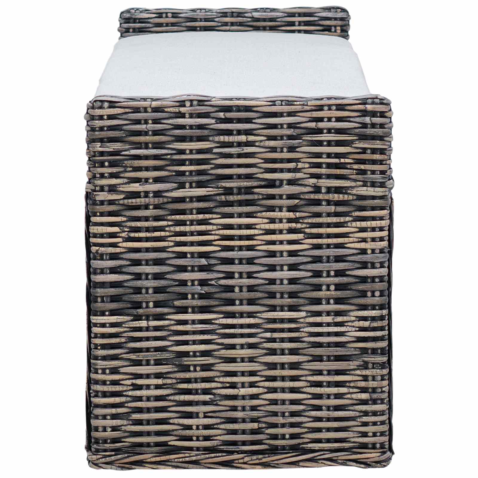 Tárolópad párnával fekete mosás 110 x 40 x 50 cm rattan